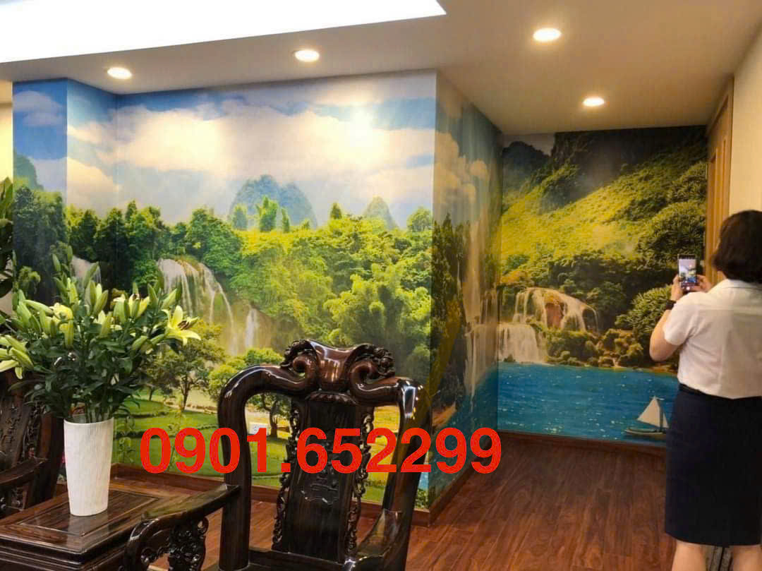 Thi công tranh dán tường tại nhà ở Biên Hòa nhanh-chuyên nghiêp