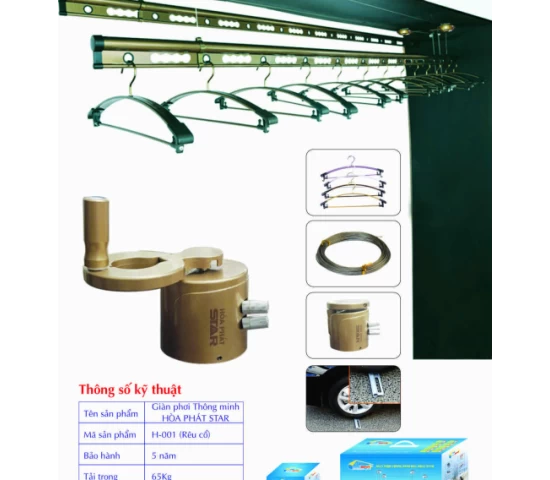 Giàn Phơi Gắn Trần Hòa Phát H-001 RÊU CỔ