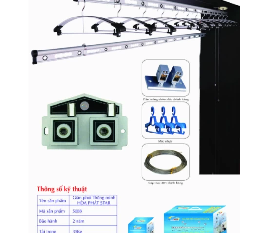 Giàn Phơi Gắn Trần Hòa Phát S008
