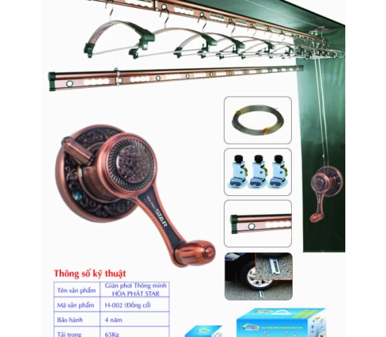 Giàn Phơi Gắn Trần Hòa Phát H-002 RÊU CỔ